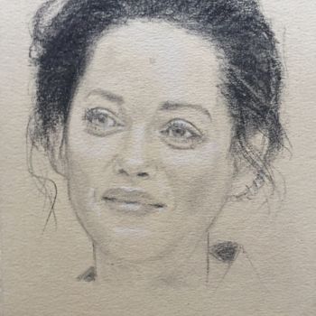 Desenho intitulada "Portrait de Marion…" por Dominique Dève, Obras de arte originais, Lápis
