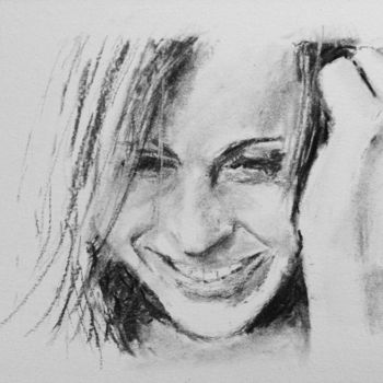 Dibujo titulada "Portrait de She" por Dominique Dève, Obra de arte original, Carbón