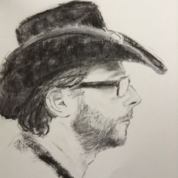 图画 标题为“Portrait of Erik” 由Dominique Dève, 原创艺术品, 木炭