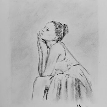 Drawing titled "Dancer" by Dominique Dève, Original Artwork, Charcoal