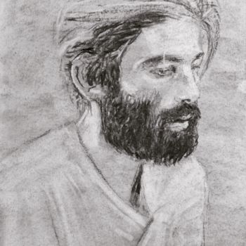 Dessin intitulée "Portrait of Cesar" par Dominique Dève, Œuvre d'art originale, Fusain