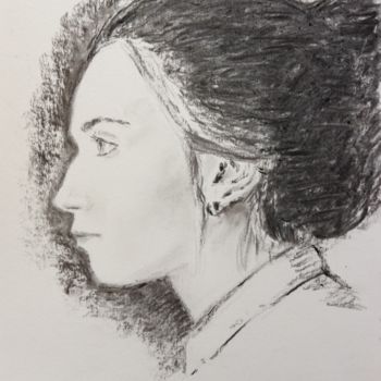 Zeichnungen mit dem Titel "Portrait of Ann" von Dominique Dève, Original-Kunstwerk, Kohle