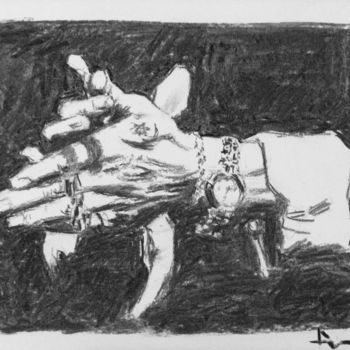 Drawing titled "Flamenco hands" by Dominique Dève, Original Artwork, Charcoal