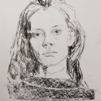「Quick Sketch」というタイトルの描画 Dominique Dèveによって, オリジナルのアートワーク, 木炭