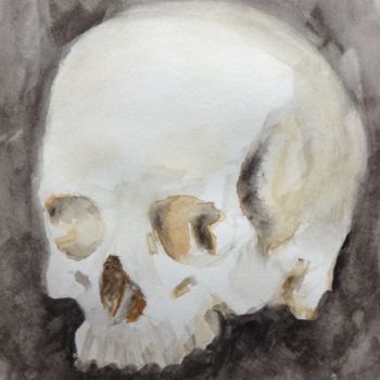 Peinture intitulée "Skull Study" par Dominique Dève, Œuvre d'art originale, Aquarelle