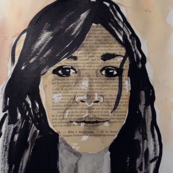 绘画 标题为“Collage Portrait 1” 由Dominique Dève, 原创艺术品, 墨