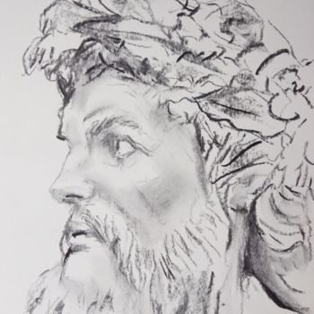 Dessin intitulée "Classic Study, Zeus…" par Dominique Dève, Œuvre d'art originale, Fusain