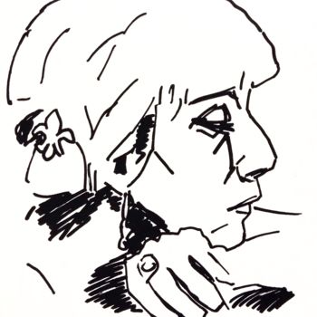 「Visage 2 (profil)」というタイトルの描画 Dominique Dèveによって, オリジナルのアートワーク, マーカー
