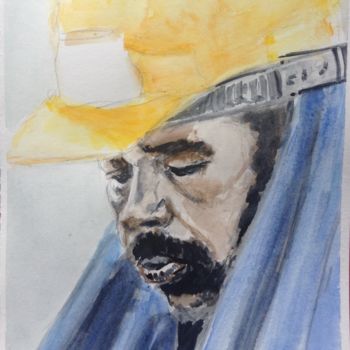 Painting titled "Worker" by Dominique Dève, Original Artwork, Watercolor