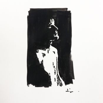 Dessin intitulée "Man in Black" par Dominique Dève, Œuvre d'art originale, Marqueur