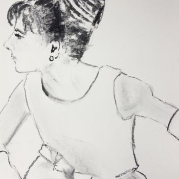Σχέδιο με τίτλο "Audrey Hepburn in h…" από Dominique Dève, Αυθεντικά έργα τέχνης, Κάρβουνο