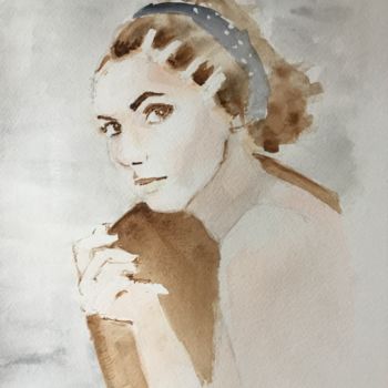 Painting titled "L’imperméable" by Dominique Dève, Original Artwork, Watercolor