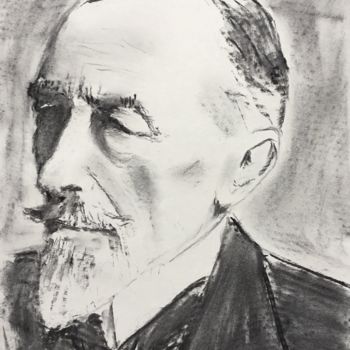 Drawing titled "Joseph Conrad" by Dominique Dève, Original Artwork, Charcoal