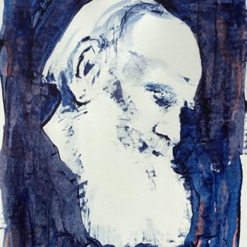 Painting titled "Léon Tolstoï" by Dominique Dève, Original Artwork, Ink