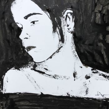 Malerei mit dem Titel "Selfie" von Dominique Dève, Original-Kunstwerk, Tinte