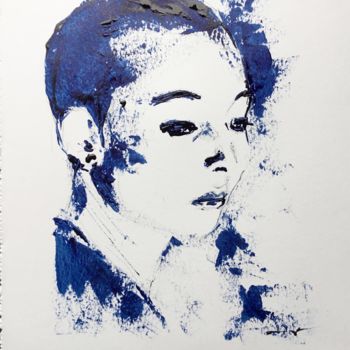 Painting titled "Portrait d’Ingrid" by Dominique Dève, Original Artwork, Ink