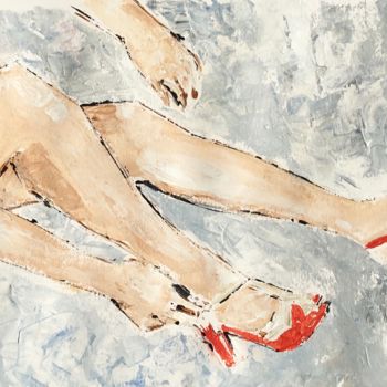 Painting titled "The Red Shoes" by Dominique Dève, Original Artwork, Acrylic