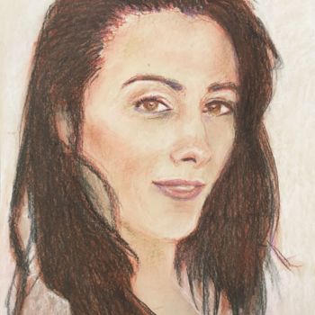 Drawing titled "Portrait of Simone" by Dominique Dève, Original Artwork, Pastel