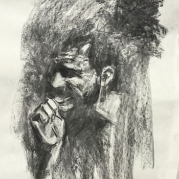 Drawing titled "The Mistake" by Dominique Dève, Original Artwork, Charcoal