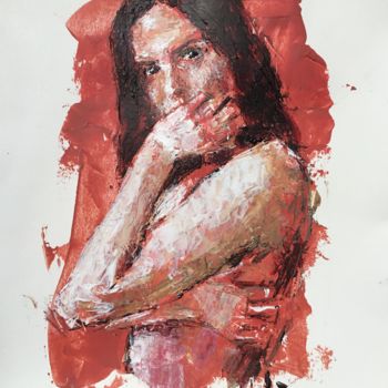 Painting titled "Woman in Flames" by Dominique Dève, Original Artwork, Acrylic