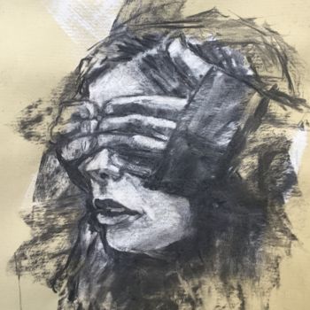Drawing titled "The Game" by Dominique Dève, Original Artwork, Charcoal