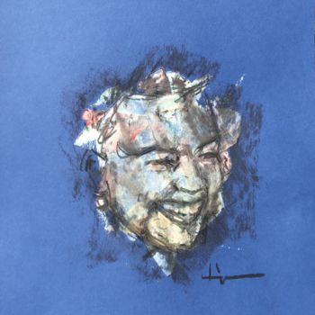 Drawing titled "Laughter" by Dominique Dève, Original Artwork, Charcoal