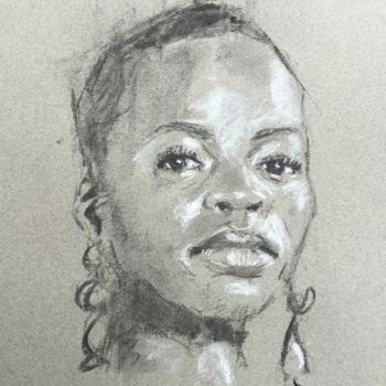 Drawing titled "Classic" by Dominique Dève, Original Artwork, Charcoal