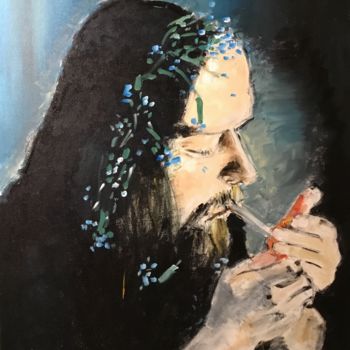 Painting titled "Flowers and Cigaret…" by Dominique Dève, Original Artwork, Acrylic