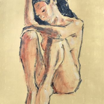 Pittura intitolato "Nu assis" da Dominique Dève, Opera d'arte originale, Acrilico
