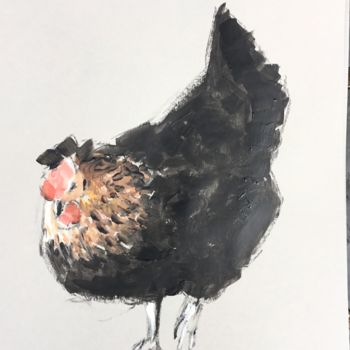 Painting titled "Chicken Study 1" by Dominique Dève, Original Artwork, Acrylic