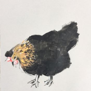 Painting titled "Chicken Study 2" by Dominique Dève, Original Artwork, Acrylic