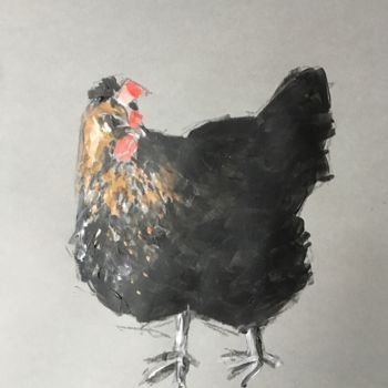 「Chicken Study 4」というタイトルの絵画 Dominique Dèveによって, オリジナルのアートワーク, アクリル