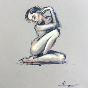 Painting titled "Nudeart Study 1" by Dominique Dève, Original Artwork, Acrylic