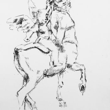 Zeichnungen mit dem Titel "Etude d’après L’ang…" von Dominique Dève, Original-Kunstwerk, Kohle