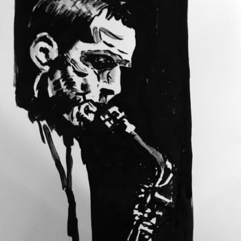 Peinture intitulée "Art Pepper 5" par Dominique Dève, Œuvre d'art originale, Encre