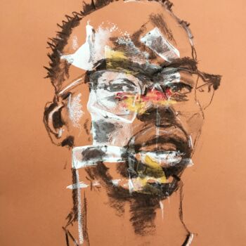 Dessin intitulée "Jeune Homme à Lunet…" par Dominique Dève, Œuvre d'art originale, Fusain