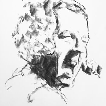 「Hommage à Jerry Lee…」というタイトルの描画 Dominique Dèveによって, オリジナルのアートワーク, 木炭