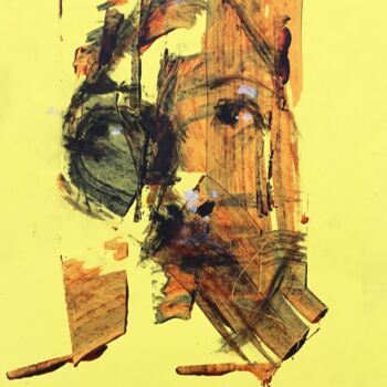 Painting titled "Yellow Left" by Dominique Dève, Original Artwork, Acrylic