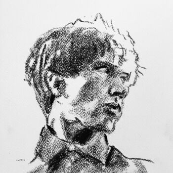 Drawing titled "Wilco" by Dominique Dève, Original Artwork, Charcoal