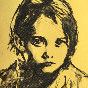 Drawing titled "Young Dark #2" by Dominique Dève, Original Artwork, Charcoal