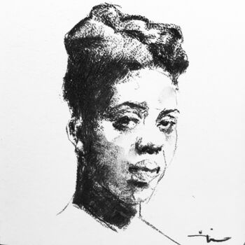 Drawing titled "La Mère" by Dominique Dève, Original Artwork, Charcoal