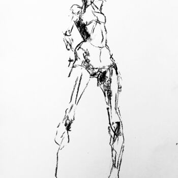 Drawing titled "Study #1 (inspired…" by Dominique Dève, Original Artwork, Charcoal
