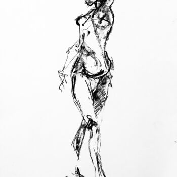 Drawing titled "Study #2" by Dominique Dève, Original Artwork, Charcoal