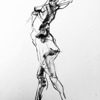 Drawing titled "Study #3" by Dominique Dève, Original Artwork, Charcoal