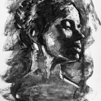 Drawing titled "Glamour Profession" by Dominique Dève, Original Artwork, Charcoal