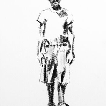 Рисунок под названием "La Casquette" - Dominique Dève, Подлинное произведение искусства, Древесный уголь