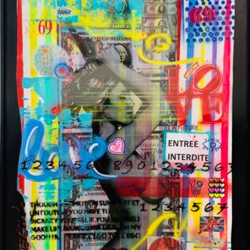 Painting titled "Entrée Interdite" by Dominique Doerr, Original Artwork, Spray paint Mounted on Other rigid panel