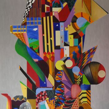 Painting titled "Structuration moléc…" by Dominique Frampier, Original Artwork, Oil