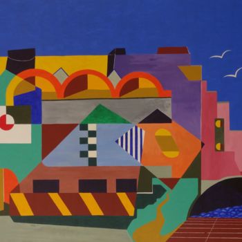 Peinture intitulée "Station balnéaire II" par Dominique Frampier, Œuvre d'art originale, Acrylique