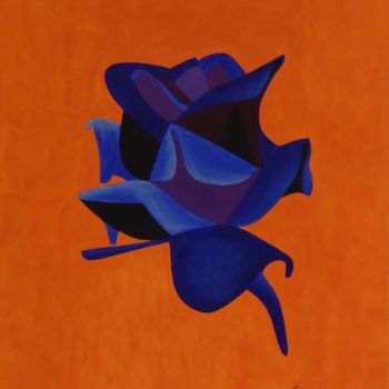绘画 标题为“La rose bleue” 由Dominique Frampier, 原创艺术品, 油